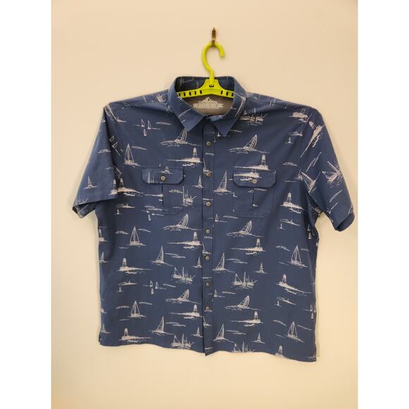 Croft & Barrow Quick Dry Shirt Mens 2XL XXL Blue Short Sleeve Gorpcore Ships - Picture 2 of 12